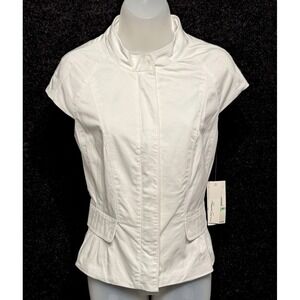 Rare! Kenneth Cole Women's Sleeveless Full Zip White Lined Top  NWT Size 8